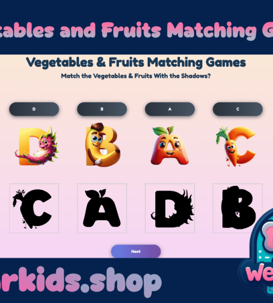 Vegetables and Fruits Alphabet Matching Game