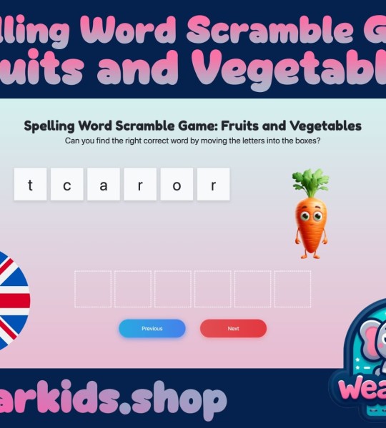 Spelling Word Scramble Game: Fruits and Vegetables