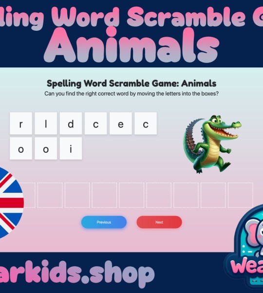Spelling Word Scramble Game: Animals