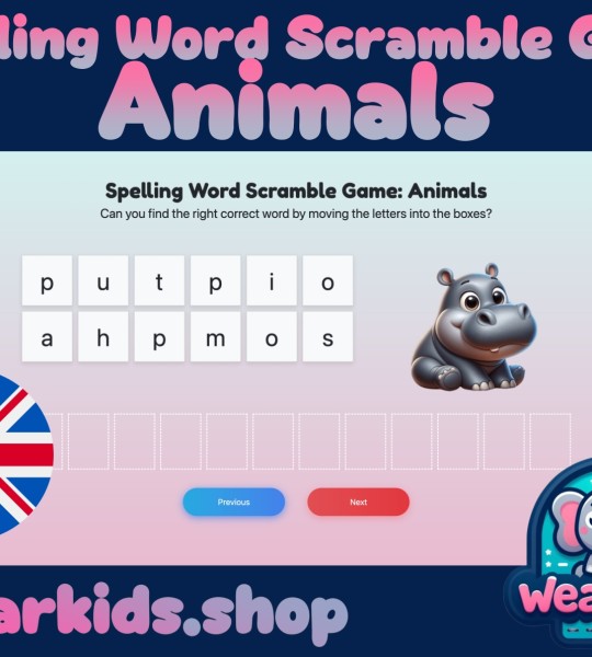 Spelling Word Scramble Game: Animals