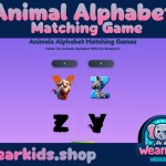 Animals Alphabet Matching Game, Busy Book Page, Homeschool, Toddler, Preschool and Kindergarten Activity, Worksheet